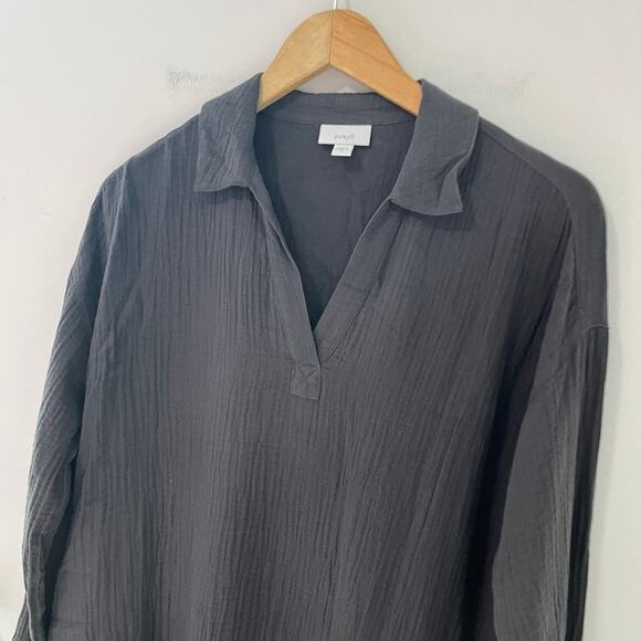J. Jill PureJill Dark Gray Texture Tunic Blouse Size Medium - Picture 2 of 6